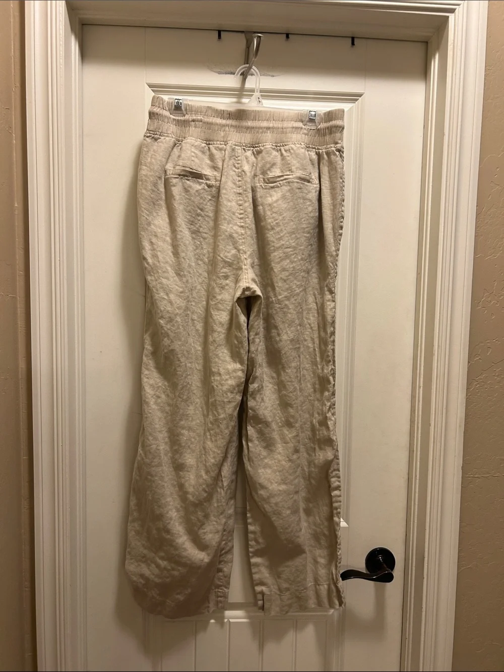 Quince tan L Elastic-Waist drawstring  Linen  Pants